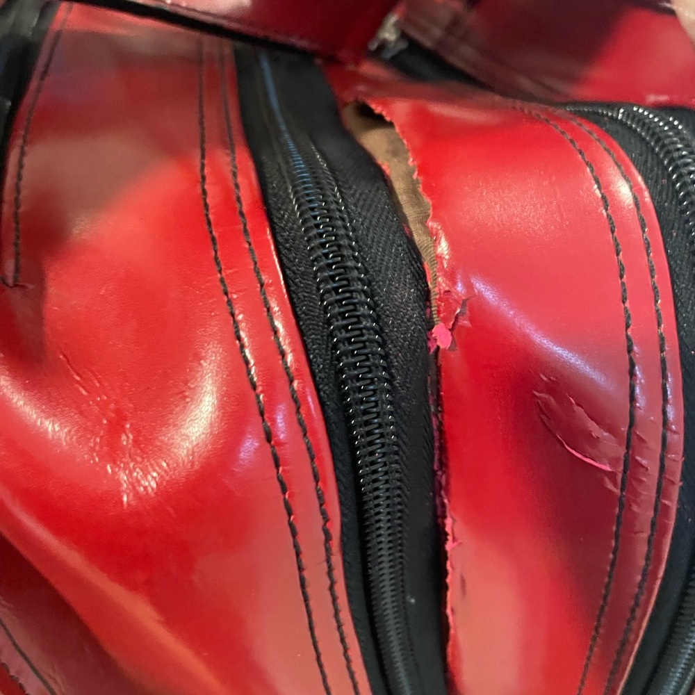 Jack Georges Milano Red Leather Rolling Laptop Briefcase/Vertical Wheeler - Picture 4 of 16